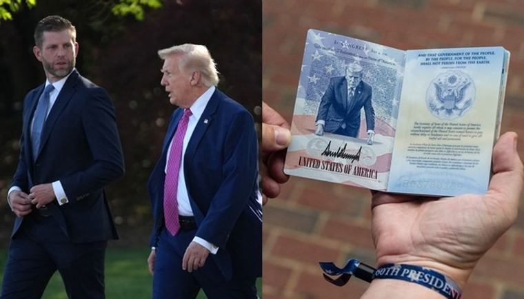 Djali i Trumpit prezanton pasaportën e re amerikane me fytyrën e babait të tij